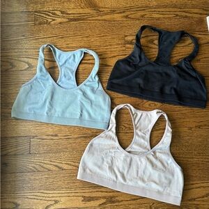 Lively Ribbed Sports Bra/Bralette Trio - Black, Blue, and Cream